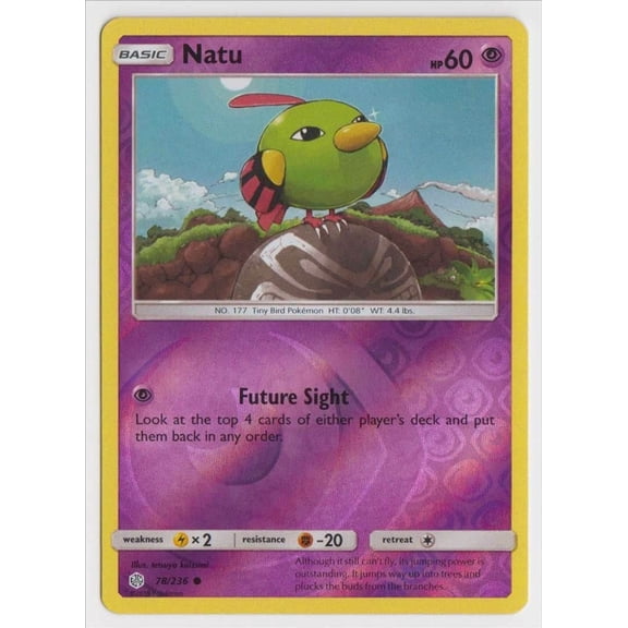Near Mint Sun & Moon Cosmic Eclipse Natu Reverse Holo #78/236 English Pokmon Card