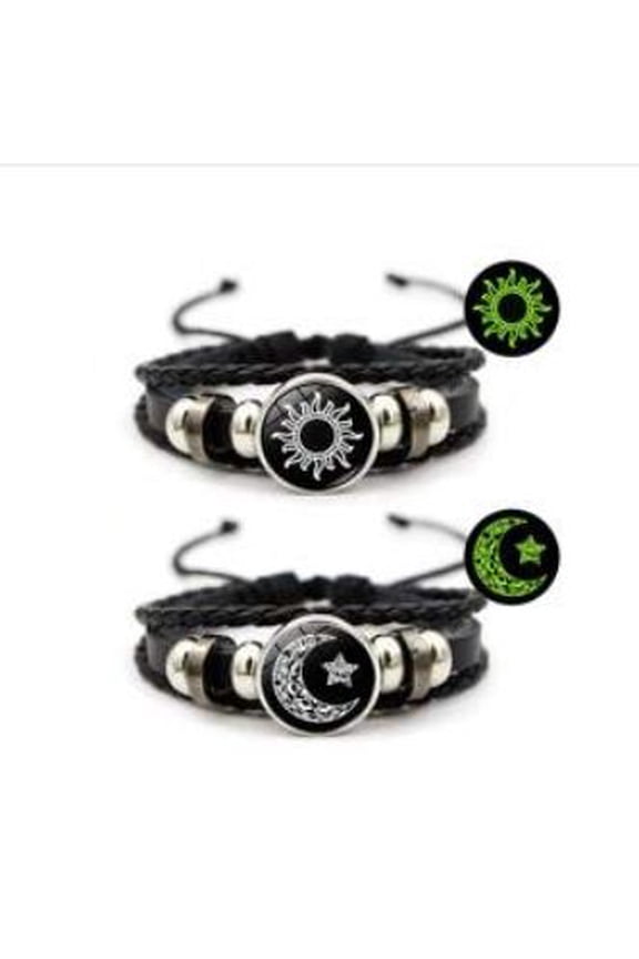Sun Moon Couple Leather Bracelets - Vintage Punk Multi-Layer Braided Lover Gift Jewelry