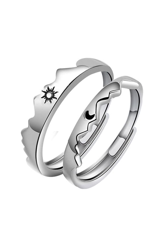 Sun Moon Couple Matching Rings for Women Men,Open Adjustable Couple Friendship Stackable Ring Sets Simple Ring Jewel
