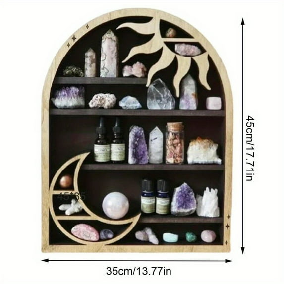 Sun Moon Crystal Display Shelves Art Essential oil Display Rack Crystal Stone Wall Boho Hanging Gothic Decoration Wall Stand