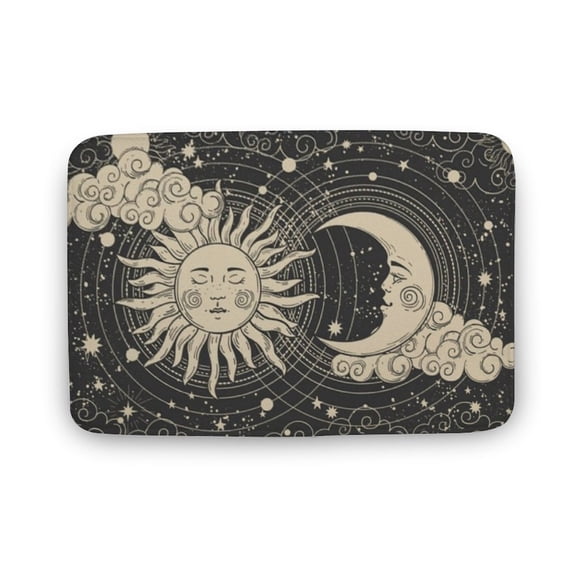 Sun and Moon Door Mat, Magical astrology Door Mat, Stars Galaxy Space Welcome Doormat, Housewarming Gift Floor Mat,Indoor Doormat,Front Back Door Mat ,Coral Velvet Rug 16”x24”