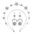 thumbnail image 1 of Sun And Moon Double Layered Six Pointed Star Headband With Encrusted Sparkling Long Earrings Set Hair And Ear Accessories Headbands Men Fair Isle Headband Hair Band Wrap Hair Head Bands for Women's, 1 of 5
