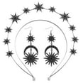 thumbnail image 1 of Sun And Moon Double Layered Six Pointed Star Headband With Encrusted Sparkling Long Earrings Set Hair And Ear Accessories Headbands Men Fair Isle Headband Hair Band Wrap Hair Head Bands for Women's, 1 of 4