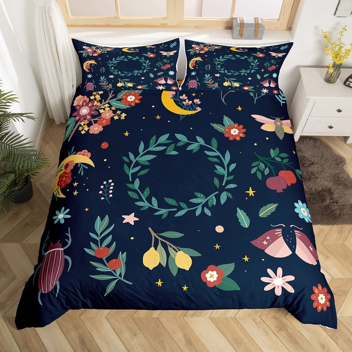 Cartoon Cat Duvet Cover Set Toddler Size – Black White Abstract Trippy Bedding With Pillowcase (No Filler)
