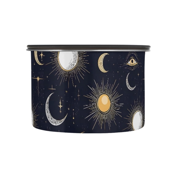 Sun Moon Eyes Alchemy Airtight Coffee Bean Canister 17oz Food Storage Containers with Lids For Gournd, Tea, Sugar, Flour, Rice, Cereal, Candy Cookie Jar