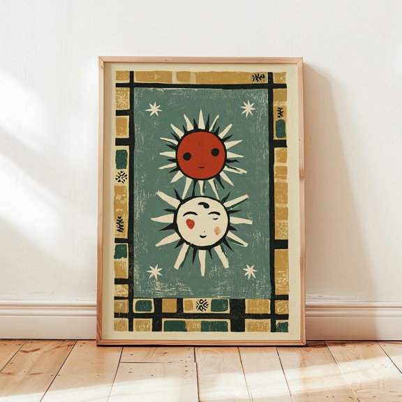 Sun Moon Faces Celestial Wall Art Living Space Gallery Display Accent Collection Statement