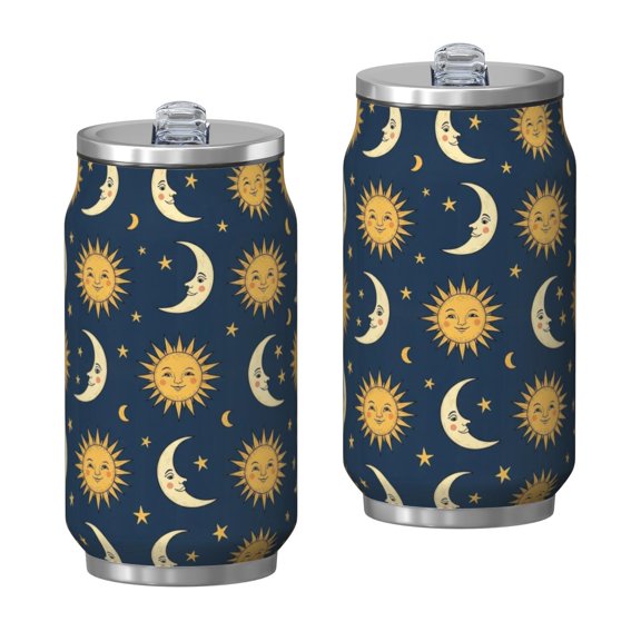 Sun and Moon Gothic Pattern Insulated Water Can 1 Pack, Vacuum Insulated Stainless Steel Drinkware Sweat Free Gifts Ideas for Christmas Birthday Thanksgiving