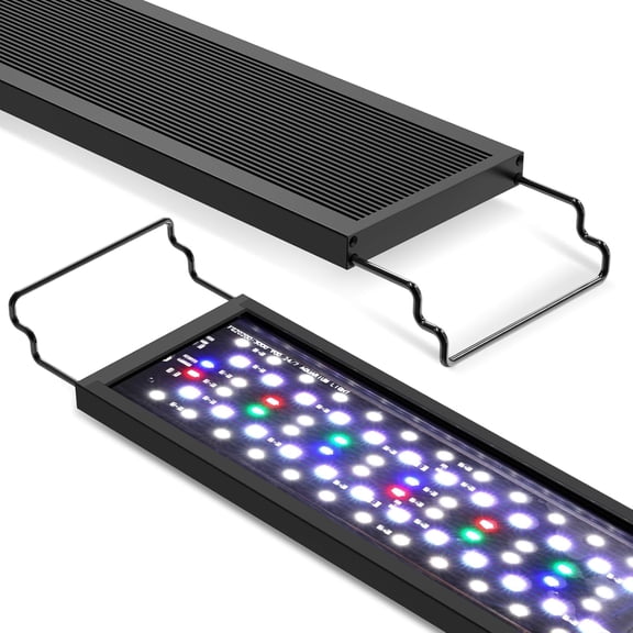 Sun Moon LED Aquarium Light, Full Spectrum Fish Tank Light Day-Night Dual Timer, Adjustable 6 Timer 10 Brightness 8 Colors for Planted Freshwater Tank