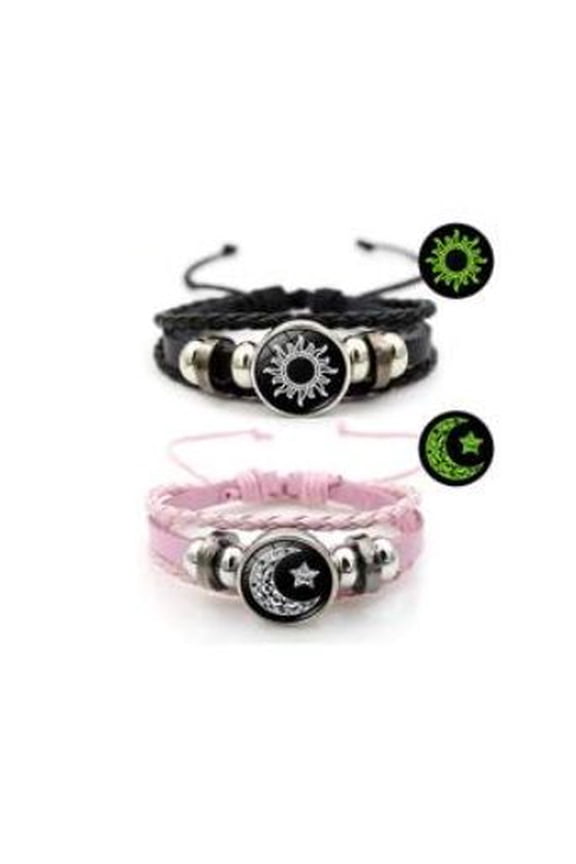 Sun Moon Lover Leather Bracelets - Vintage Punk Multi-Layer Braided, Couple Gift Jewelry