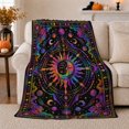 thumbnail image 1 of Sun Moon Mandala with Planets, Mystical Celestial Style for Moon Lovers, Rainbow Orbital Pattern and Housewarming Gift, Soft Flannel Blanket for Bedroom and Meditation Room, Celestial Home Decor, 1 of 9
