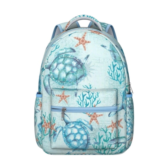 Sun and Moon Marine Turtle Backpack Waterproof Durable Composite Oxford Cloth with Nautical Turtle Pattern, Adjustable Straps, Breathable Padding, Ideal for School and Travel