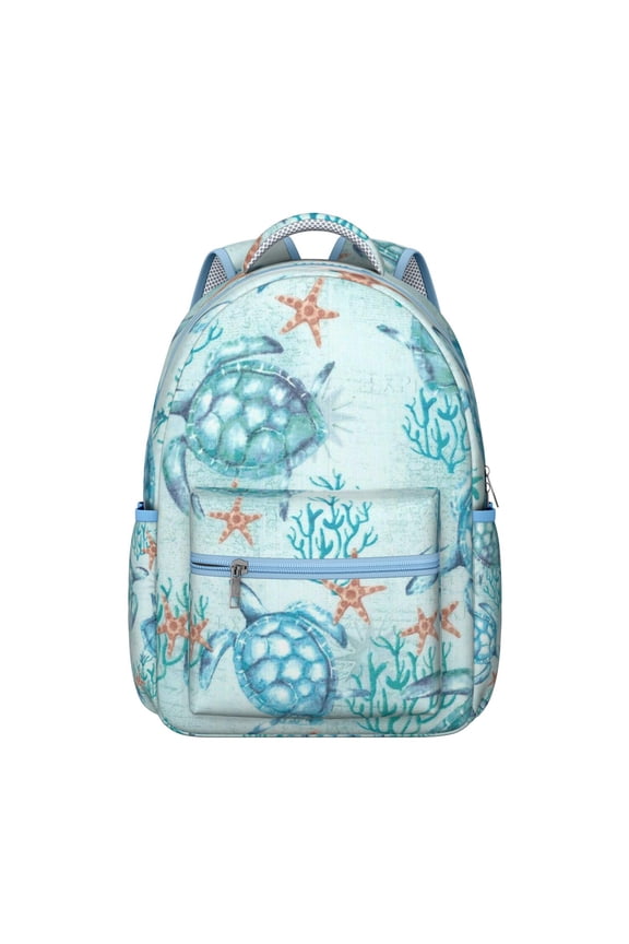 Sun and Moon Marine Turtle Backpack Waterproof Durable Composite Oxford Cloth with Nautical Turtle Pattern, Adjustable Straps, Breathable Padding, Ideal for School and Travel