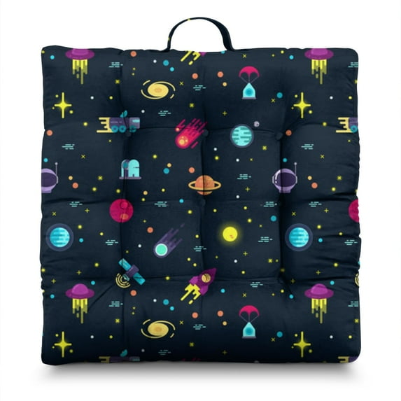 Sun & Moon Meditation Seat Pad, Thick Square Floor Cushion with Star Constellation Print, Perfect for Japanese-Style Decor