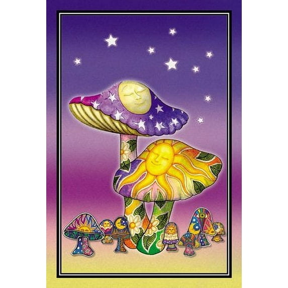 Sun Moon Mushroom - Dan Morris, Set of 2 Mailable POSTCARD for Travel Holiday Invitation Welcome Thank you Cards - 4"x6"