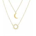 thumbnail image 1 of Sun and Moon Necklace Gold Double Layered Sunflower Moon Pendant Titanium Steel Crescent Necklace for Women Couple Matching Necklace Birthday Christmas Valentine'S Day Gifts Jewelry, 1 of 5