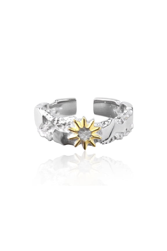 Sun Moon Open Ring With Star Design Jewelry For Couples