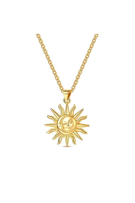 Sun Moon Pendant Silver Necklace, Delicate Silver Chain Minimalist Jewelry