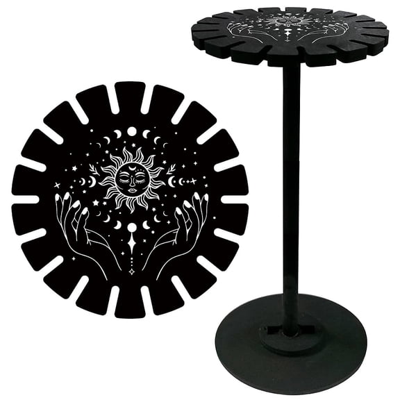 Sun Moon Phase Pendulum Display Shelf Holder Stand Black Wooden Dowsing Divination Metaphysical Magic Boards Stuff