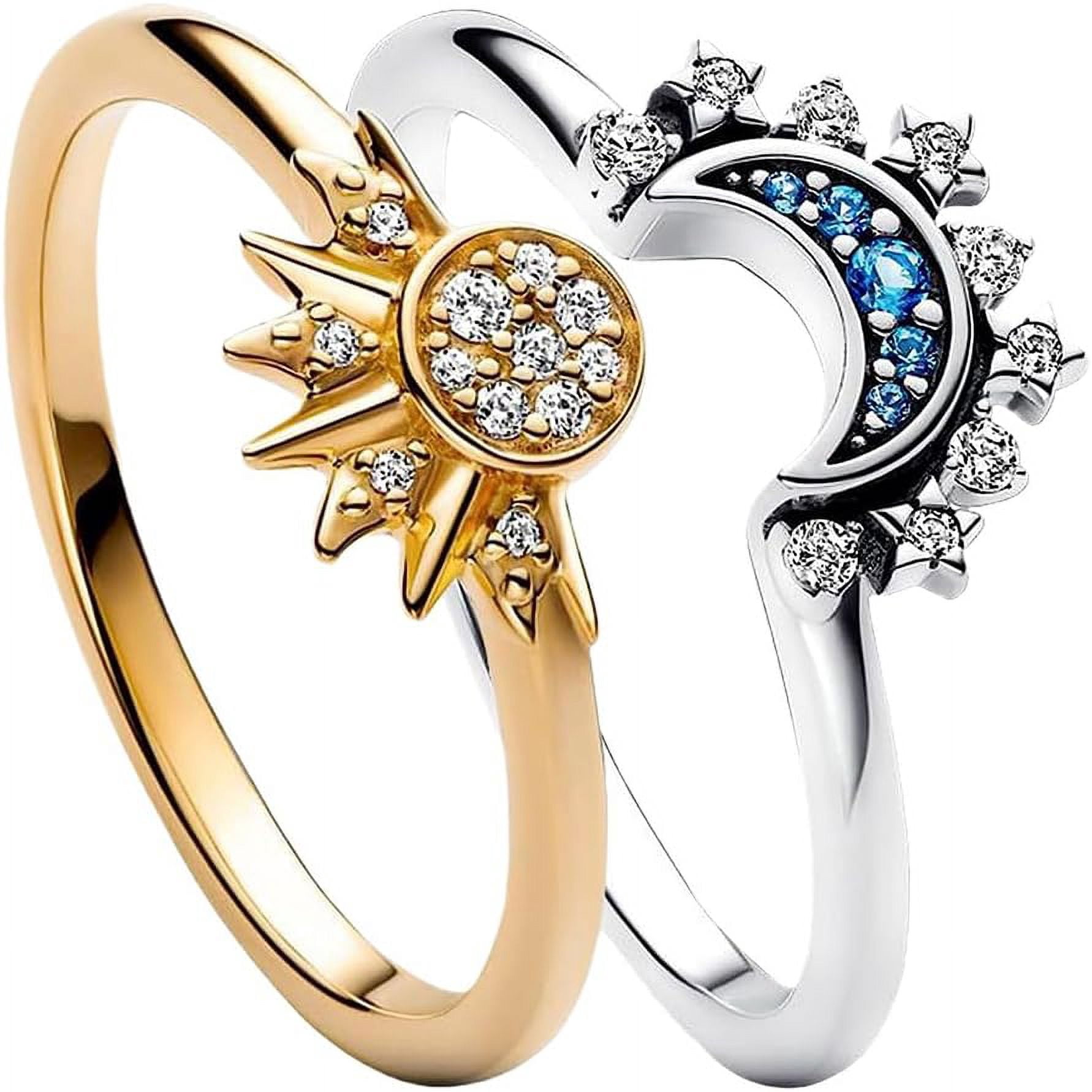 Sun And Moon Ring Set Size 6-11 Celestial Sun Moon Crescent Ring