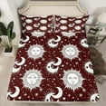 thumbnail image 1 of Sun And Moon Sheets Girly Brown Bohemian Decor Fitted Sheet Queen,Glitter Extoic Style Bed Sheets Boho Hippie Style Bedding Set Teens Bedroom(No Top Sheet), 1 of 6