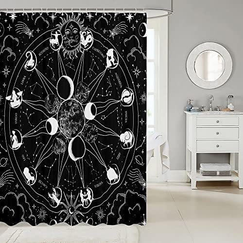 Sun Moon Spiritual Shower Curtain Zodiac Signs Astrology Bathroom Decor