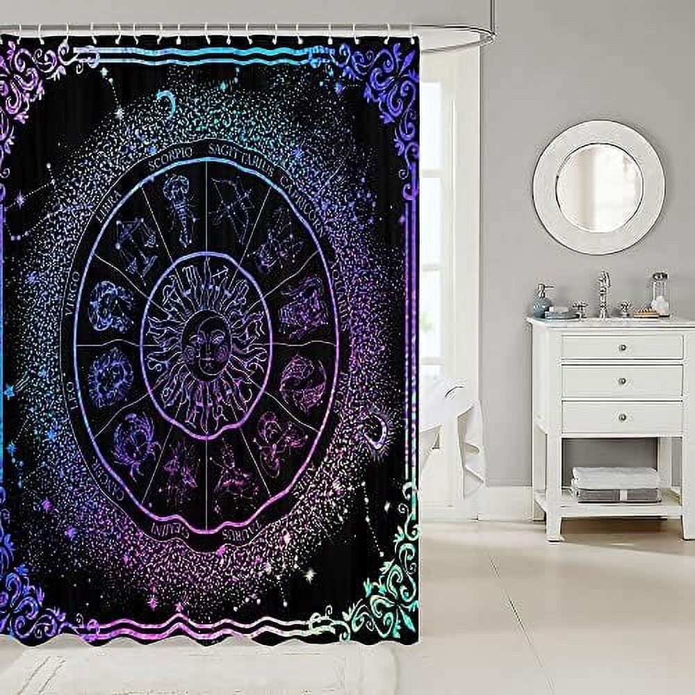 Sun Moon Spiritual Shower Curtain Zodiac Signs Astrology Bathroom Decor