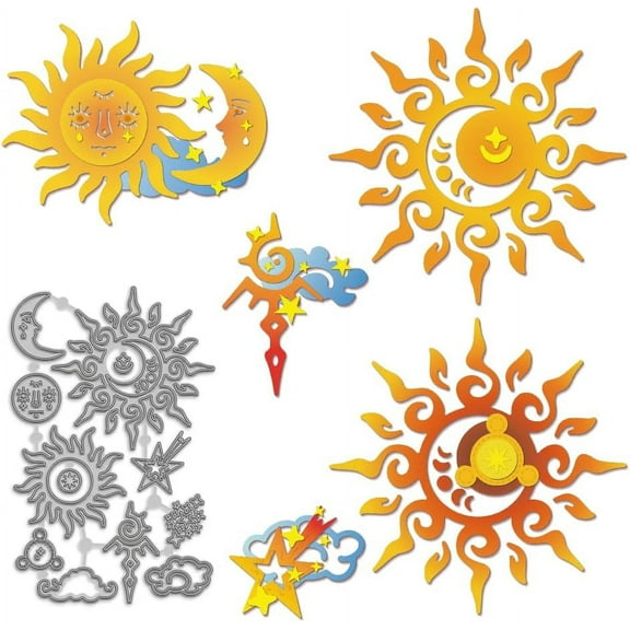 MAYJOYDIY Sun Moon Star Cloud Metal Cutting Dies Celestial Planet Die Cut for Card Making Nature Sky Weather Carbon Steel Embossing Stencils for Scrapbooking DIY Cards Album Crafts Supplies