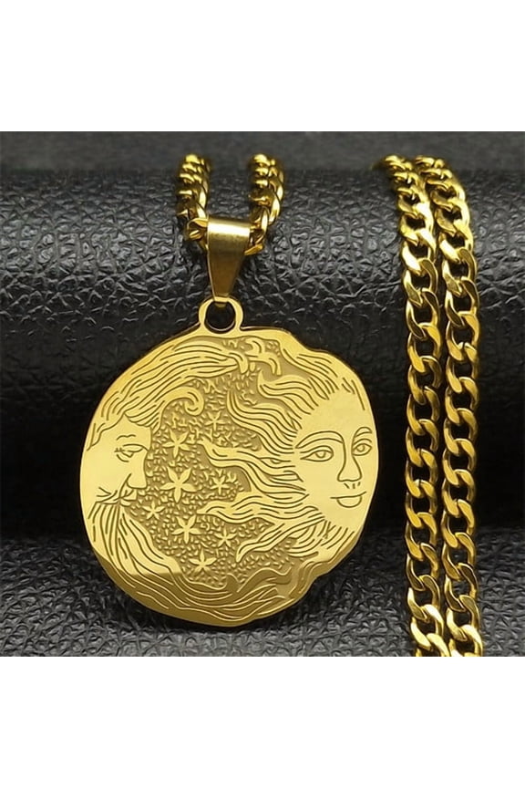Sun Moon Star Geometric 14K Yellow Gold Pendant Charms Jewelry Making Vintage Necklace Waterproof Accessories
