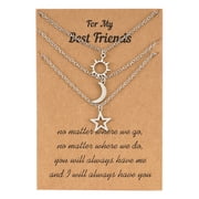 Sun Moon Star Stainless Steel Necklace Best Friend Friendship Pendant Necklace