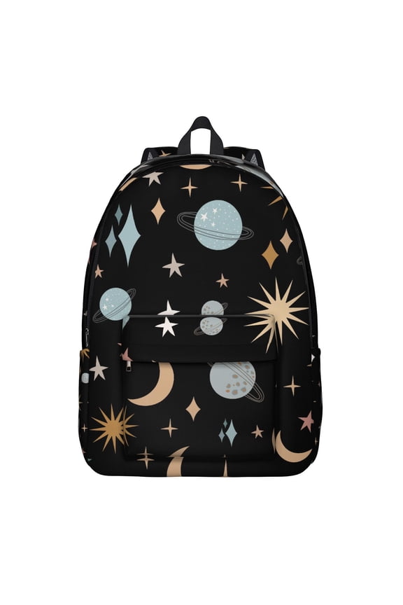 Sun and Moon Starry Night Pattern School Backpack – Durable Oxford Material Travel Backpack with Comfortable Carrying and Anti-theft Features for Daily Use, School, and Outdoor Activities