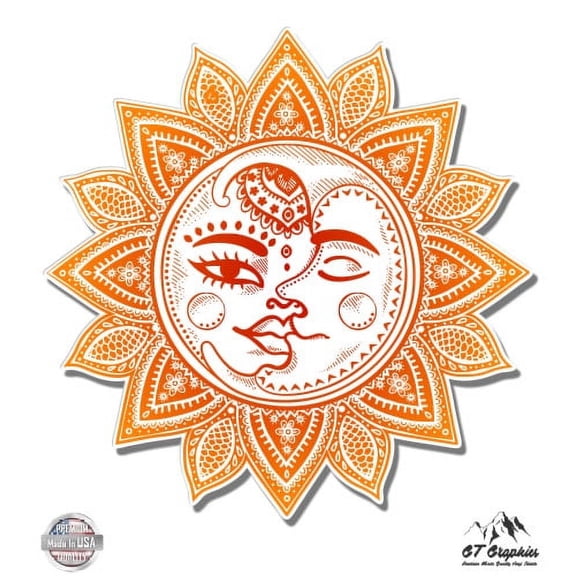 Sun Moon Stars Celestial - 8" Vinyl Sticker - For Car Laptop I-Pad - Waterproof Decal