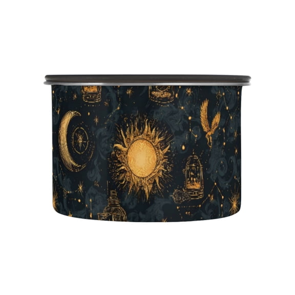 Sun Moon Stars Constellations Witchery Airtight Coffee Bean Canister 17oz Food Storage Containers with Lids For Gournd, Tea, Sugar, Flour, Rice, Cereal, Candy Cookie Jar