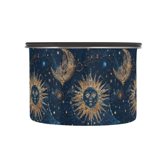 Sun Moon Stars Magical Airtight Coffee Bean Canister 17oz Food Storage Containers with Lids For Gournd, Tea, Sugar, Flour, Rice, Cereal, Candy Cookie Jar