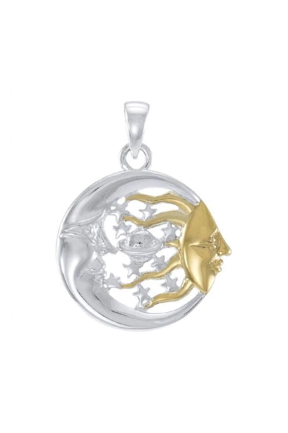 Sun Moon Stars Planet 925 Sterling Silver Pendant Fine Universe Jewelry