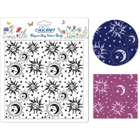 Sun Moon Stars Polymer Clay Texture Sheets Silicone Texture Stamp Clay Texture Mat Modeling Pattern Pad Texture Sheets