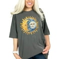 thumbnail image 1 of Sun and Moon T-Shirt, Celestial Graphic Tee, Cosmic Design Shirt, Spiritual Art T-Shirt, Unique Astronomical Print Top, Comfortable Wear, Pepper Comfort Colors T-Shirt, Small, 1 of 1