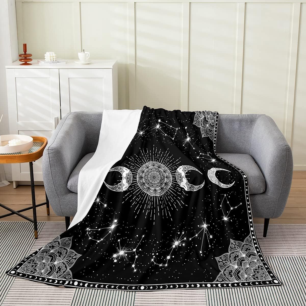 Sun and Moon Throw Blanket Twin 60x80 Bohemian Exotic Blanket for Kids ...