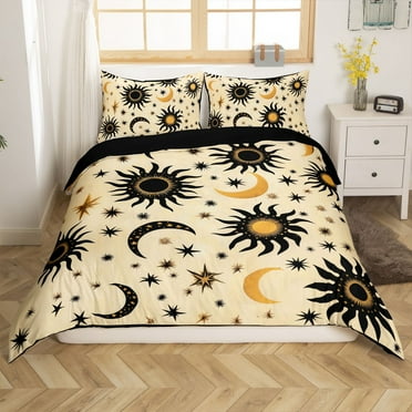 Sun and Moon Bedding Sets Bohemian Exotic Style Duvet Cover Boho Geometry Stripes Comforter Cover Gothic Style Bedspread Cover All Season Bedding （No Comforter）