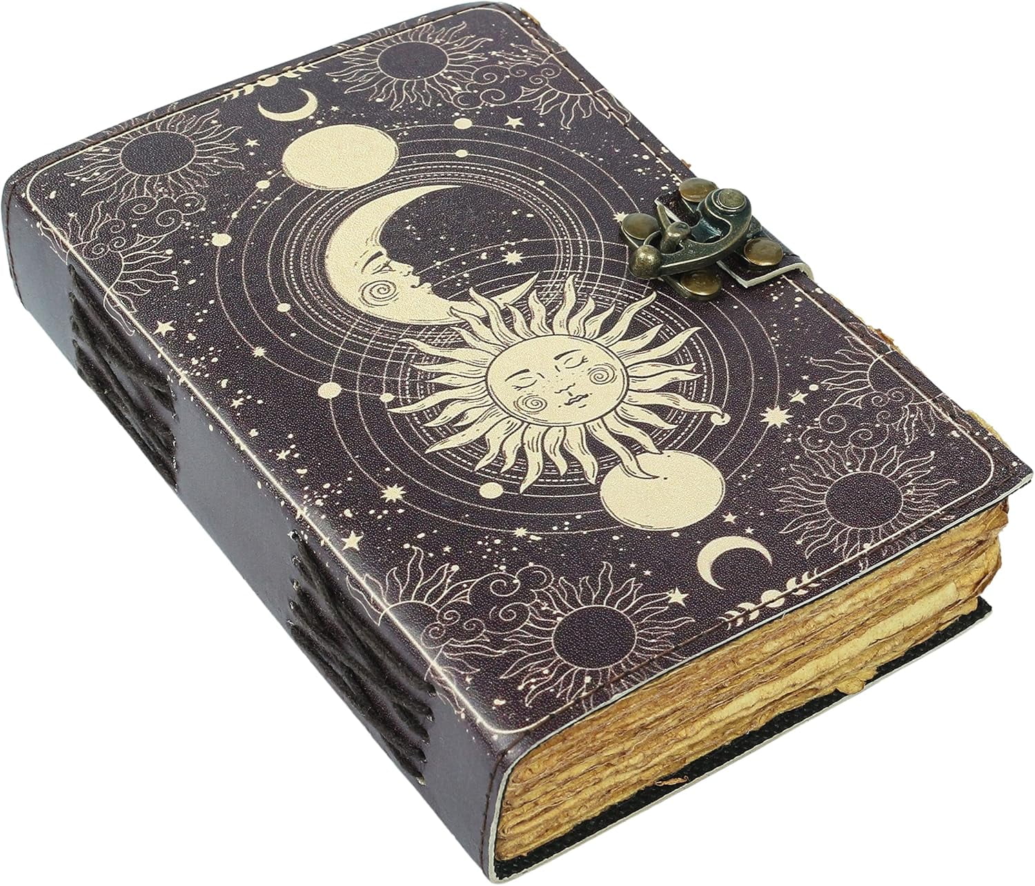 Sun & Moon Vintage Leather Journal for Men & Women 200 Pages of Antique ...