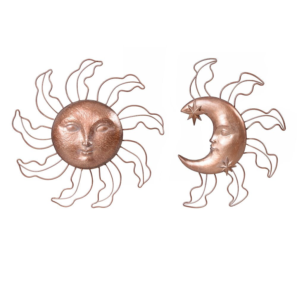 Hi-Line Gift Ltd 77183-B Sun & Moon Wall Art 2 Pcs Set Resin Wall Hanging Decor