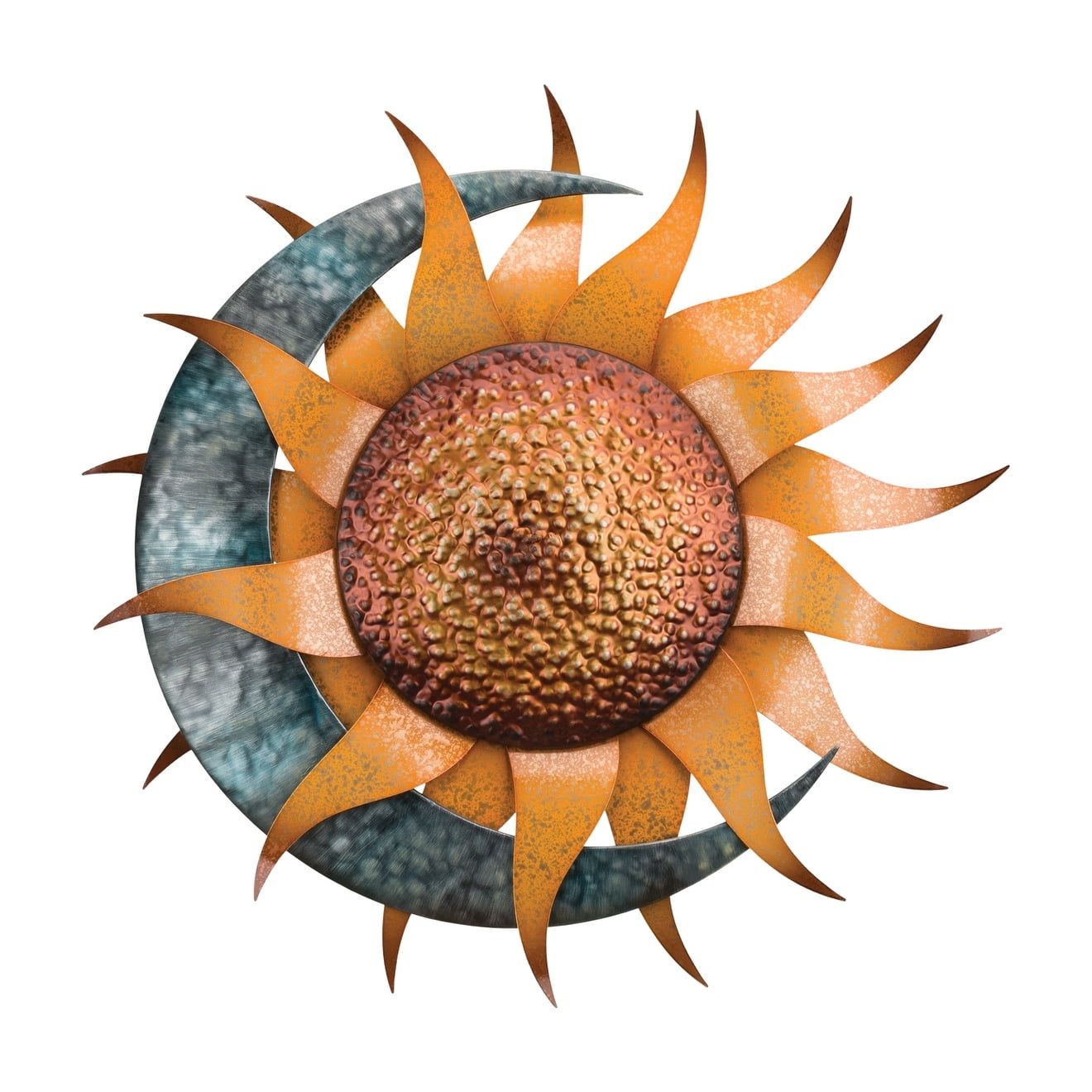 24" Gold and Copper Metal Sun and Moon Wall Decor