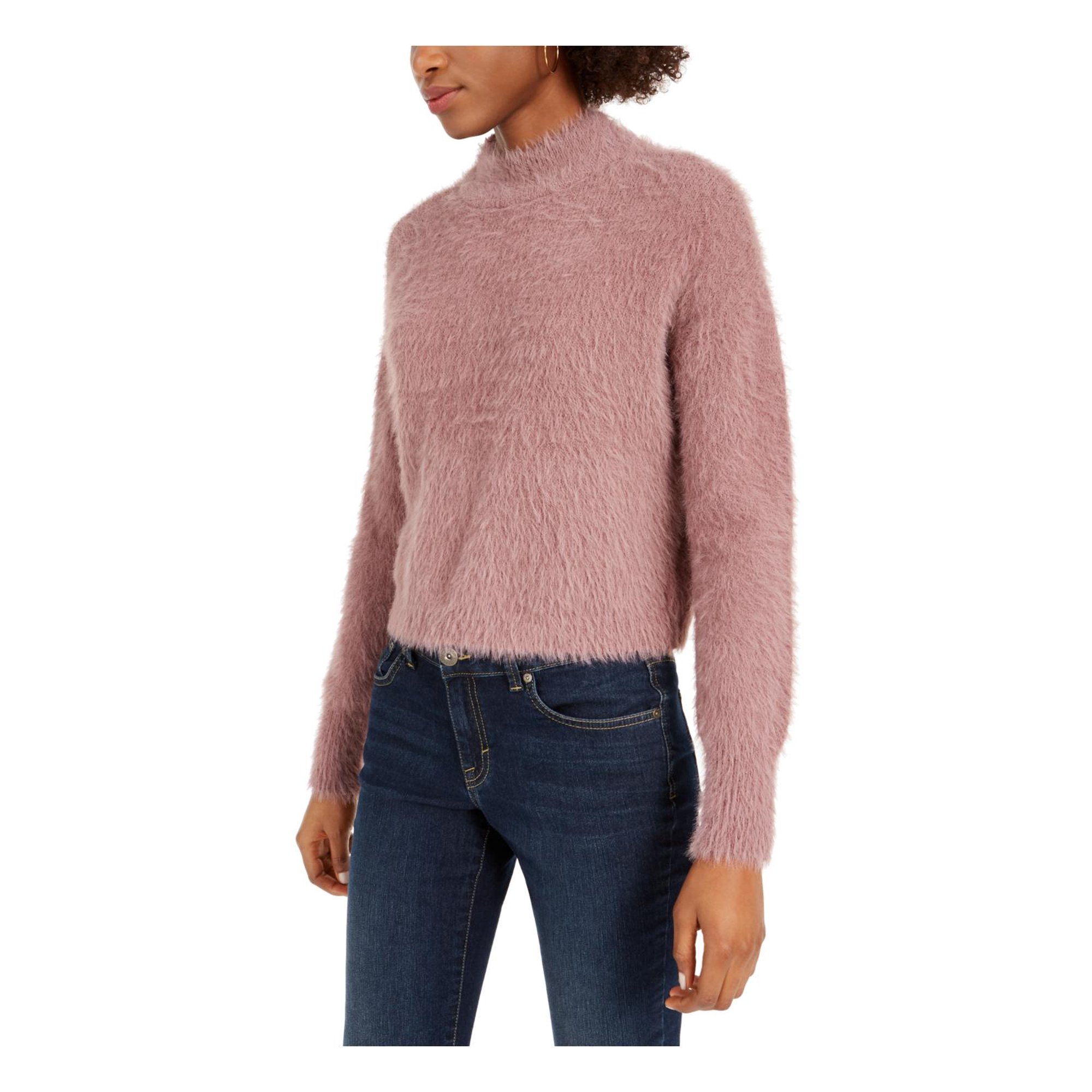 Sun u0026 Moon Womens Mockneck Fuzzy Sweater Taupe S - Walmart.com