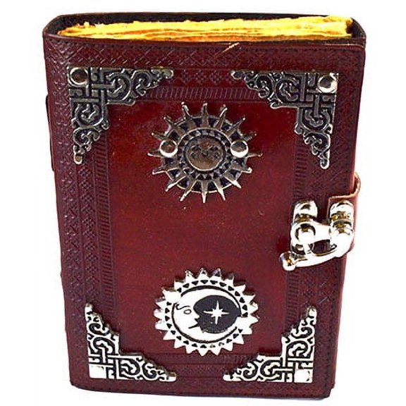 Sun & Moon aged looking paper leather w/ latch 4 1/2" x 6 1/2" - Unlined