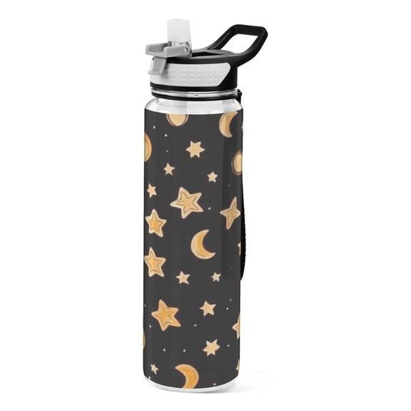 Sun Moon and Stars 1000ml Tritan Sport Bottle Straw LeakProof Food-Grade Portable Wide Handle