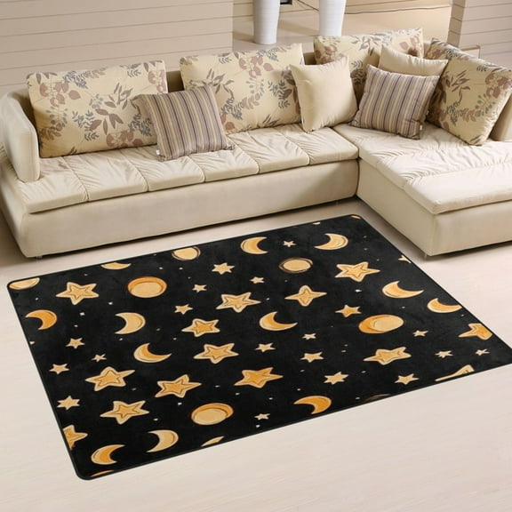 Sun Moon and Stars Soft Polyester Area Rug 31''x20'', Non Slip, Memory Foam, Water Absorbent