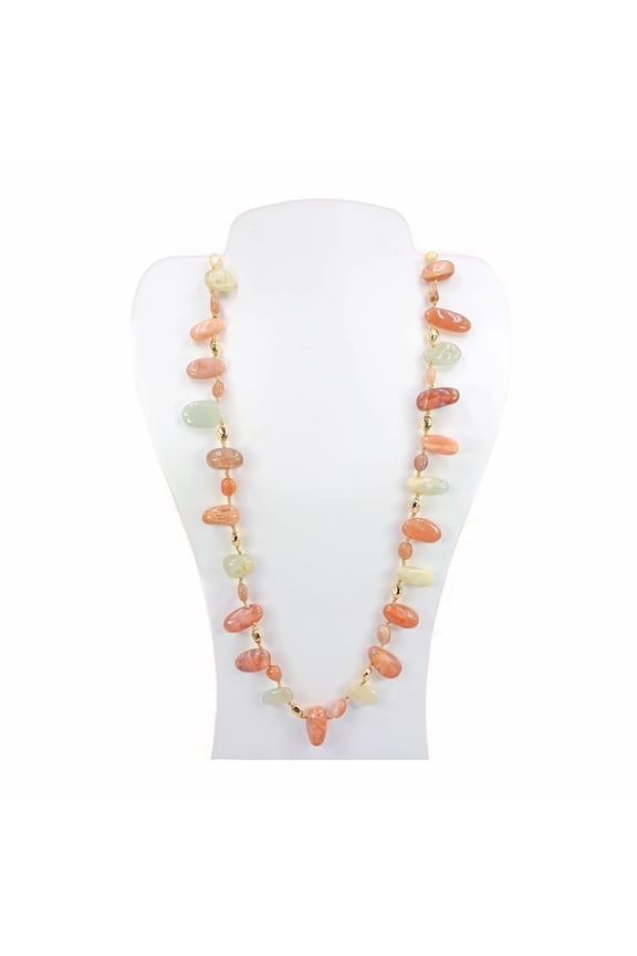 Beaded Long Necklace, Sun/Moonstone