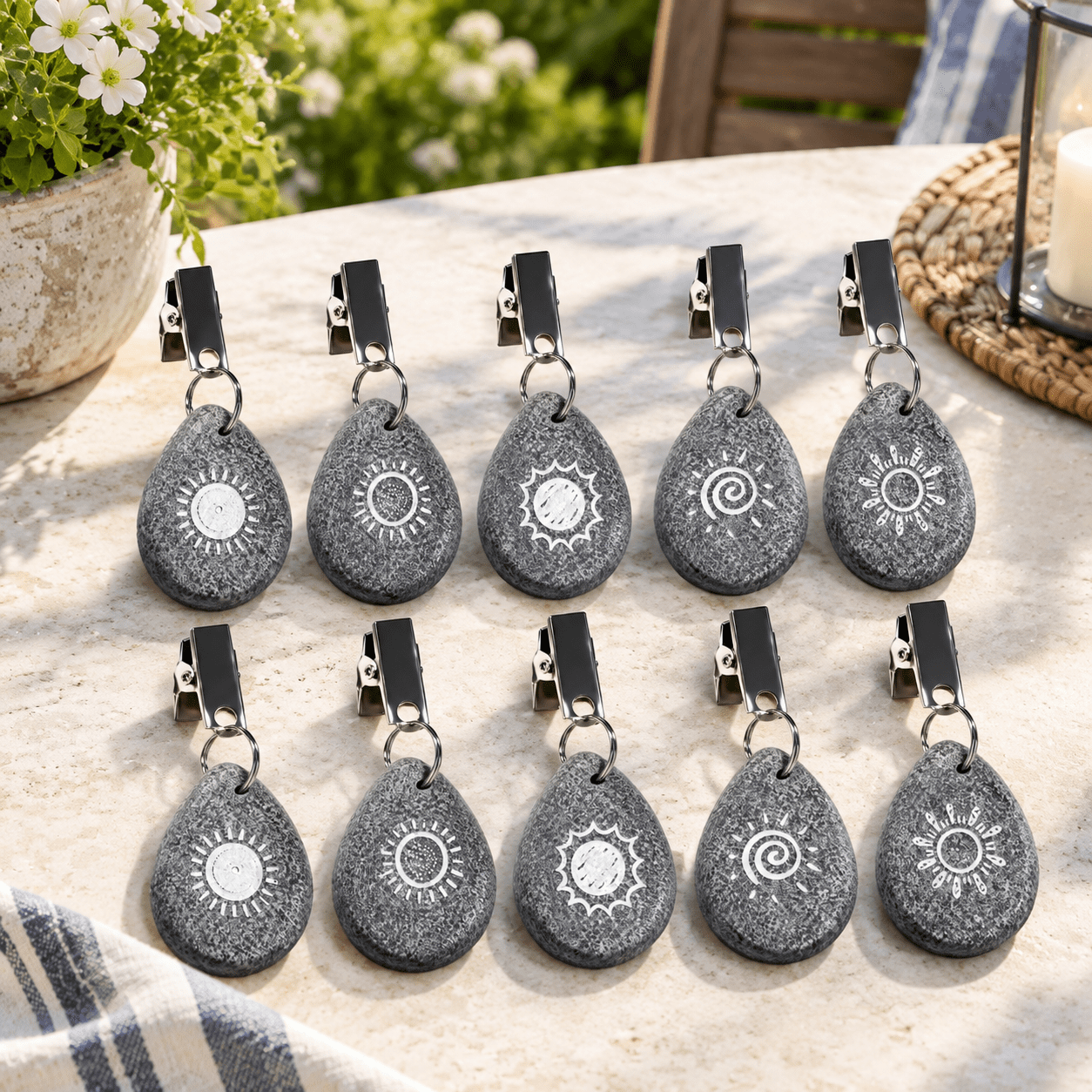 Sun Motifs (10PCS) Marble Tablecloth Clips Heavy Duty Metal Clamp ...