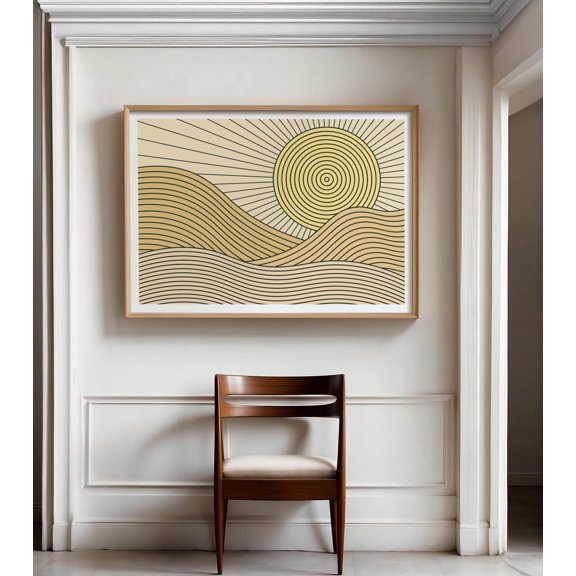 Sun Mountains Line Landscape Wall Decor