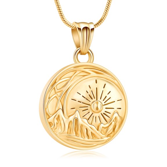 Sun&Moutain Cremation Necklace for Ashes Stainless Steel Urns Necklace for Ashes Keepsake Ash Pendant for Loved One