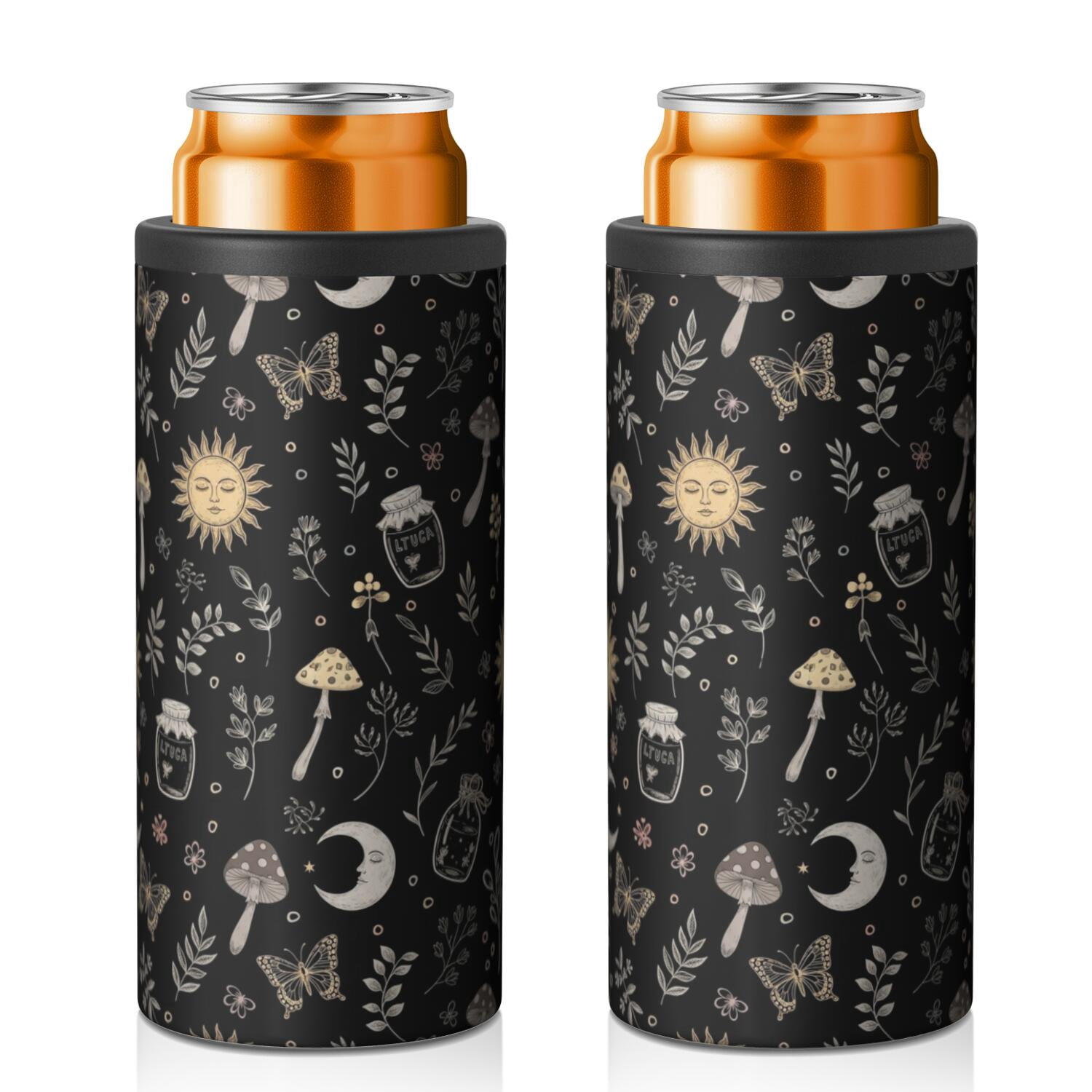 Sun and Mushroom Gothic Pattern 12oz Can Cooler 1 Pack, Vacuum ...